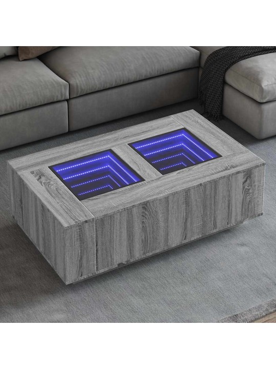 Kafijas galdiņš ar led, pelēka ozolkoka krāsa, 116x69x40 cm