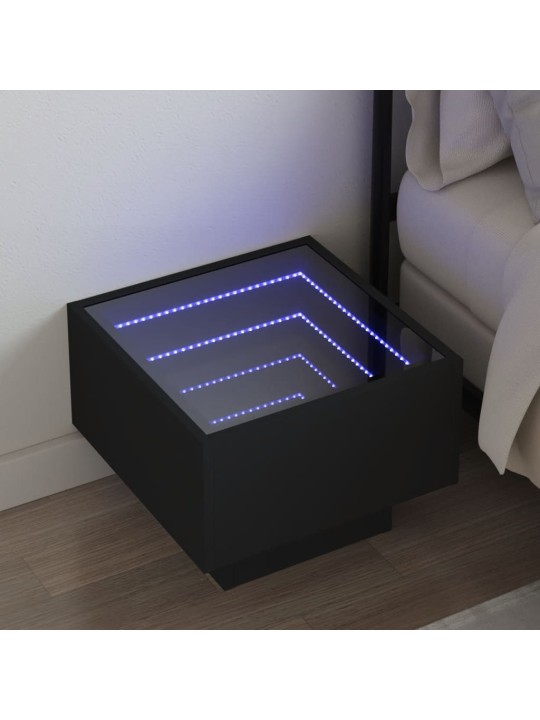 Naktsgaldiņš ar led, melns, 40x40x30 cm