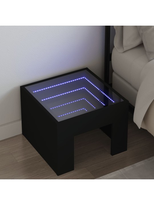 Naktsgaldiņš ar led, melns, 40x40x30 cm
