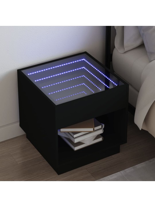 Naktsgaldiņš ar led, melns, 50x50x50 cm