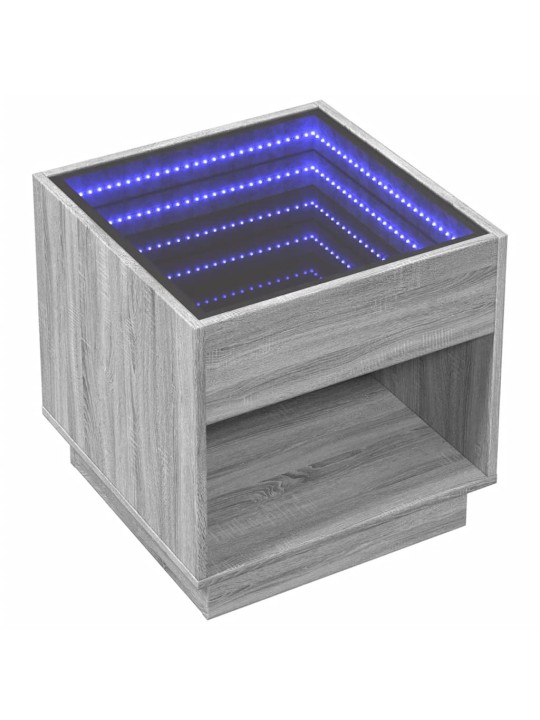 Naktsgaldiņš ar led, pelēka ozola krāsa, 50x50x50 cm