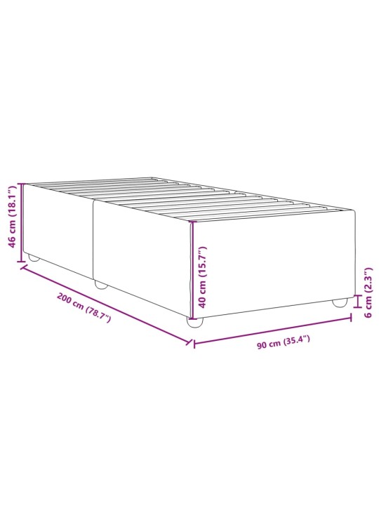 Gultas rāmis, melns, 90x200 cm, audums