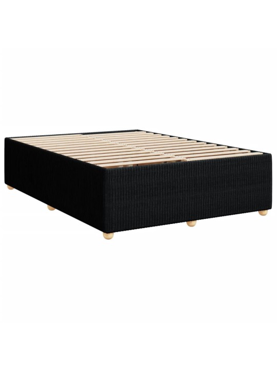 Atsperu gulta ar matraci, melna audums, 140x190 cm