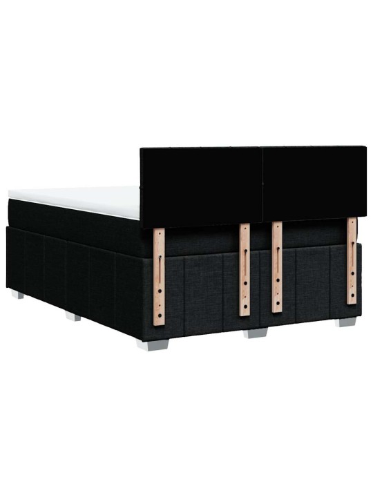 Atsperu gulta ar matraci, melna audums, 140x190 cm