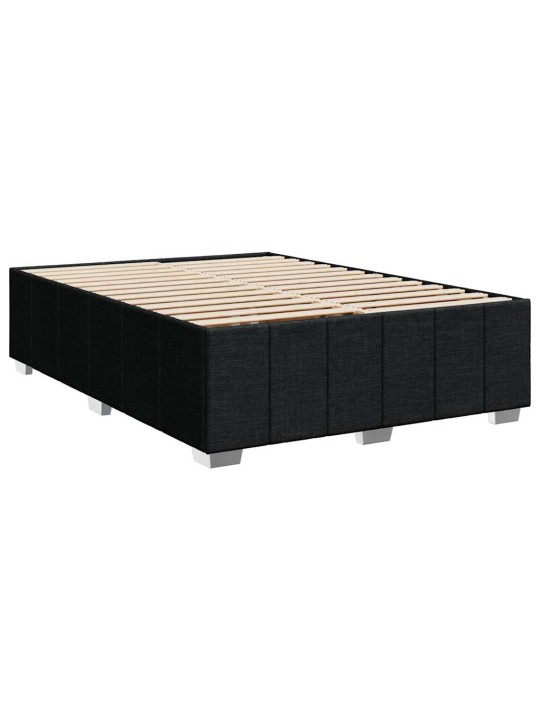Atsperu gulta ar matraci, melna audums, 140x190 cm