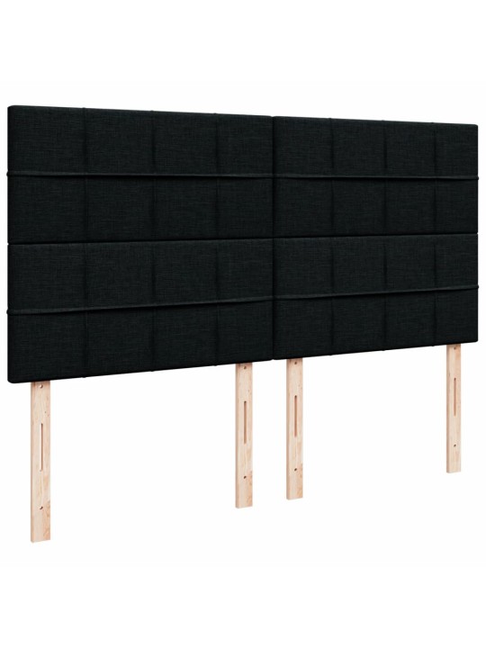 Atsperu gultas rāmis ar matraci, melna audums, 200x200 cm