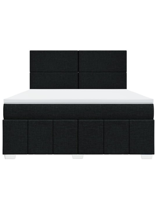 Atsperu gulta ar matraci, melns, 180x200 cm, audums