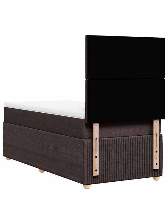 Kontinentālā gulta rāmis ar matraci, tumši brūna, 80x200 cm, audums