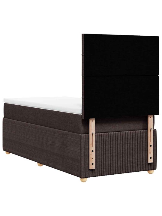 Kontinentālā gulta rāmis ar matraci, tumši brūna, 80x200 cm, audums