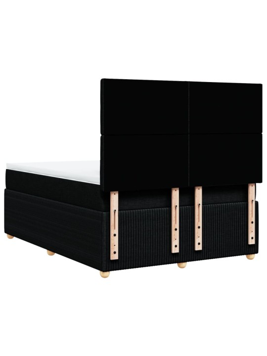 Atsperu gulta ar matraci, melna audums, 140x190 cm