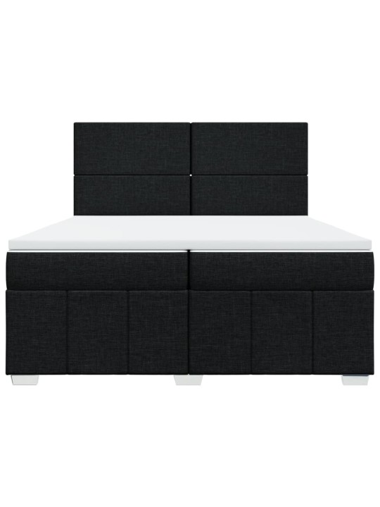 Atsperu gultas rāmis ar matraci, melna audums, 200x200 cm