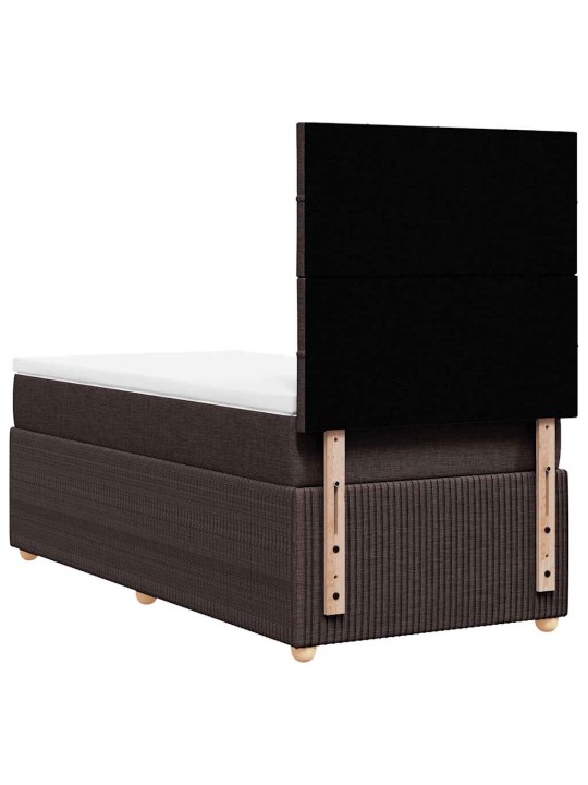 Kontinentālā gulta rāmis ar matraci, tumši brūna, 80x200 cm, audums