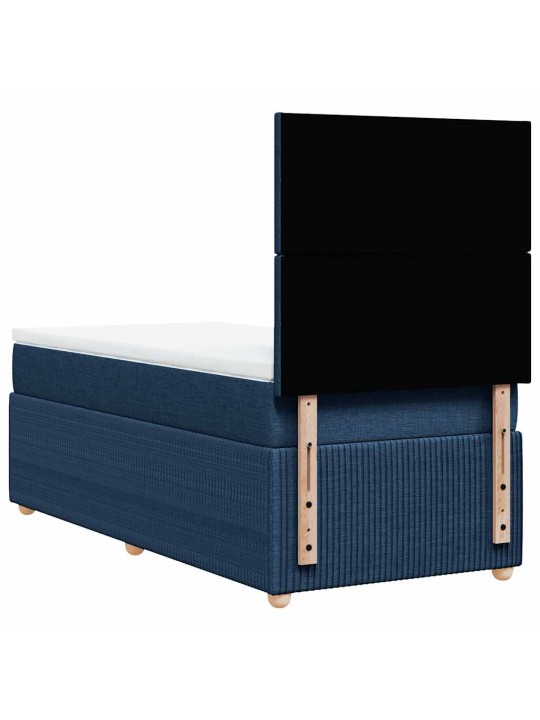 Kontinentālā gulta rāmis ar matraci, zils, 90x200 cm, audums