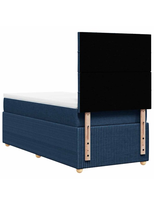 Kontinentālā gulta rāmis ar matraci, zils, 100x200 cm, audums