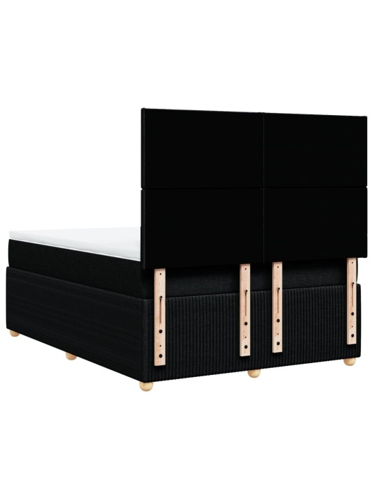 Atsperu gulta ar matraci, melna audums, 140x190 cm