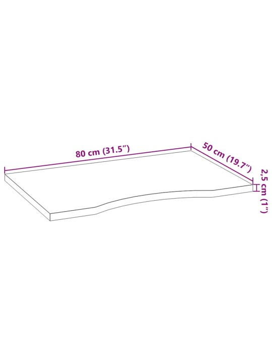 Galda virsma neapstrādāta 80x50x2,5 cm masīvkoka