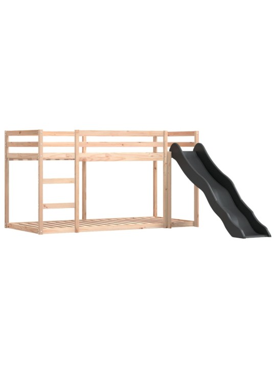 Augstā gulta ar aizkariem un slidkalniņu rozā 80x200 cm priede