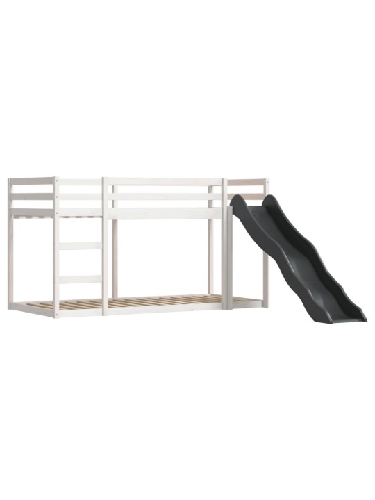 Augstā gulta ar aizkariem un slidkalniņu rozā 80x200 cm priede