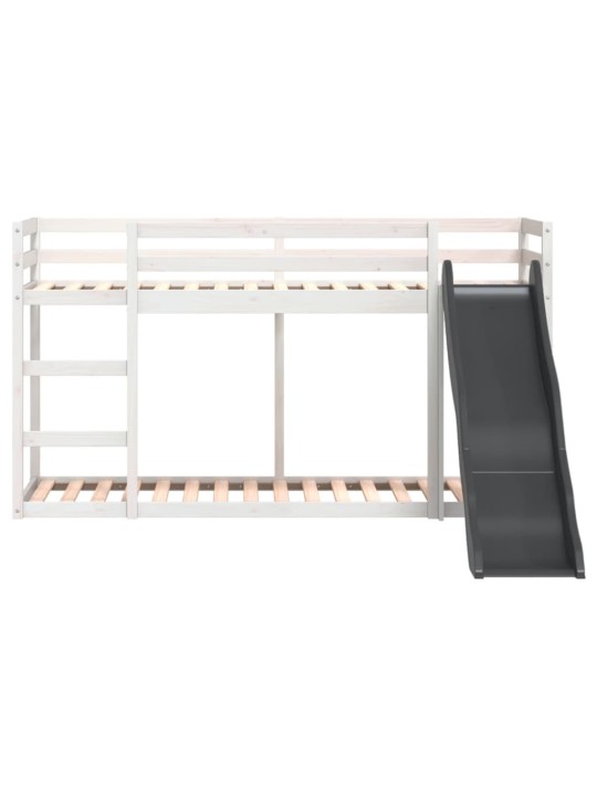 Divstāvu gulta ar slidkalniņu balta 80x200 cm priedes masīvkoks