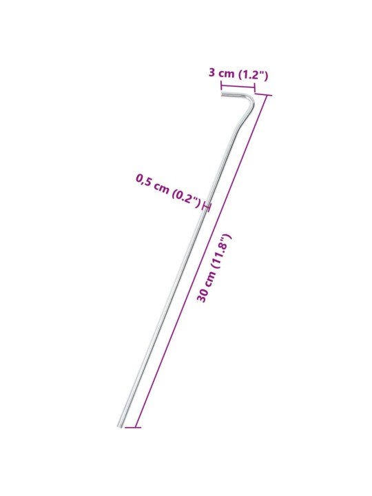 Telts mietiņi, 25 gab., 30 cm, ø5 mm, cinkots tērauds