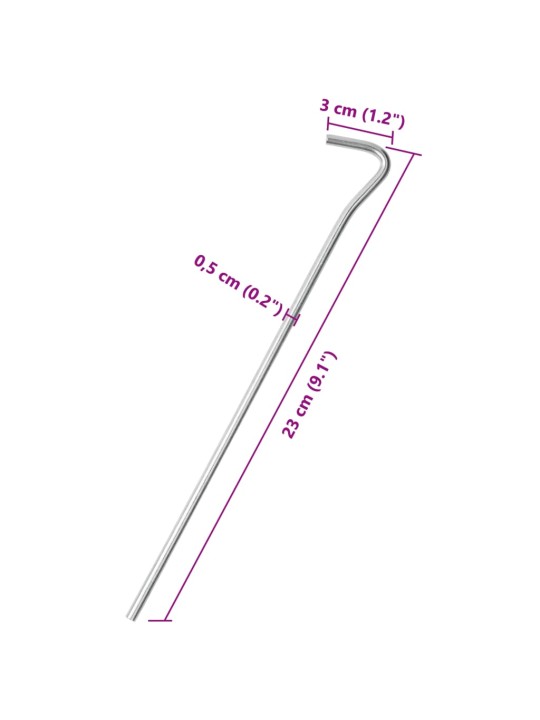 Telts mietiņi, 25 gab., 23 cm, ø5 mm, cinkots tērauds