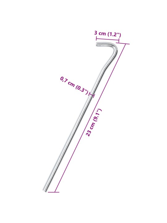 Telts mietiņi, 25 gab., 23 cm, ø7 mm, cinkots tērauds