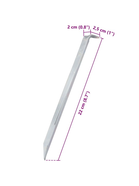 Telts mietiņi, 24 gab., 22 cm, ø20 mm, cinkots tērauds