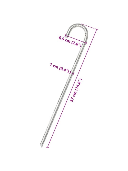 Telts mietiņi, 6 gab., 37 cm, ø10 mm, cinkots tērauds