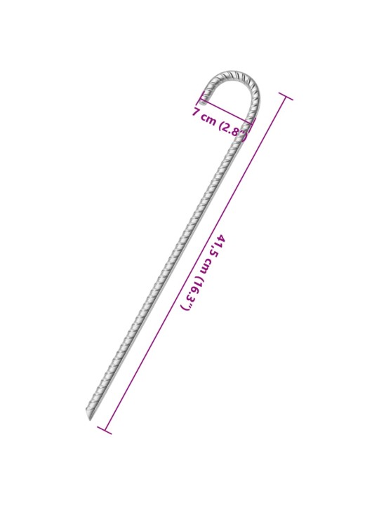Telts mietiņi, 6 gab., 41,5 cm, ø12 mm, cinkots tērauds