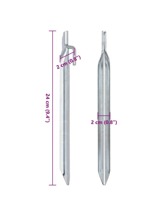 Telts mietiņi, 24 gab., V-forma, 24 cm, ø20 mm, cinkots tērauds