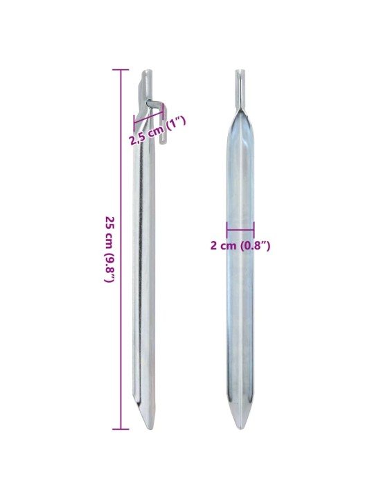 Telts mietiņi, 24 gab., V-forma, 25 cm, ø20 mm, cinkots tērauds