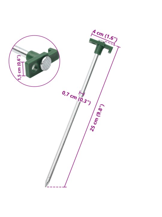 Telts mietiņi, 12 gab., 25 cm, 7 mm, cinkots tērauds un pp