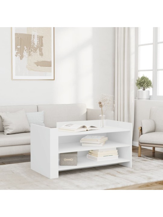 Kafijas galdiņš, balts, 100x50x50 cm, inženierijas koks