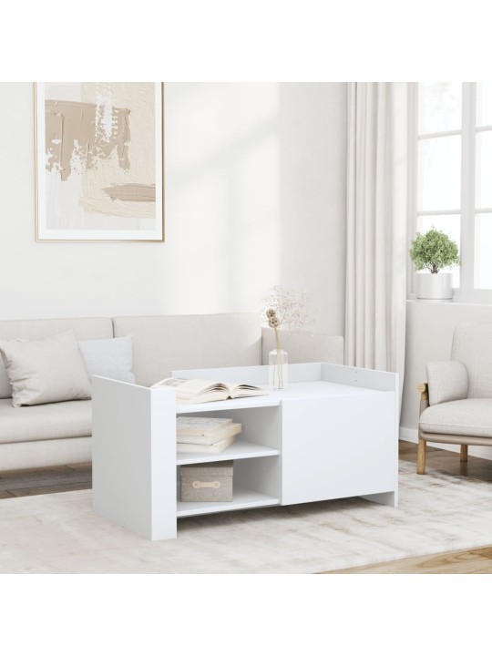 Kafijas galdiņš, balts, 100x50x50 cm, inženierijas koks