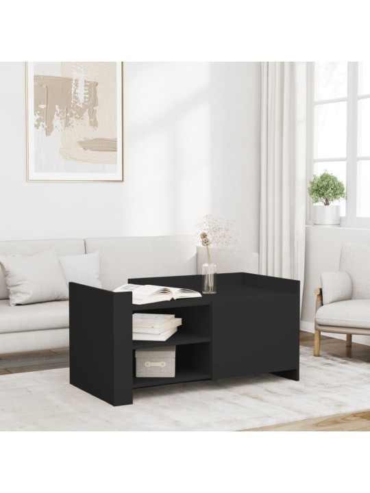 Kafijas galdiņš, melns, 100x50x50 cm, inženierijas koks