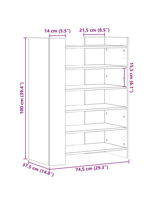 Apavu skapītis betona pelēks 74,5x37,5x100cm inženierijas koks