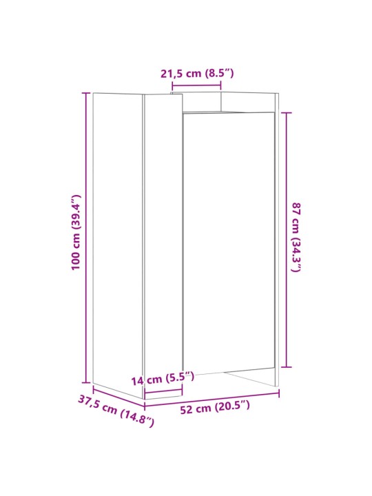 Apavu plaukts, melns, 52x37,5x100 cm, inženierijas koks