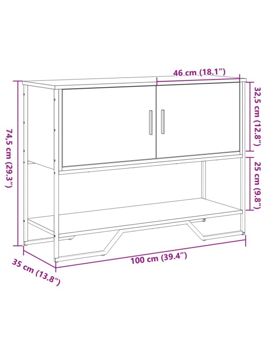 Konsoles galdiņš, ozolkoka, 100x35x74,5 cm, inženierijas koks