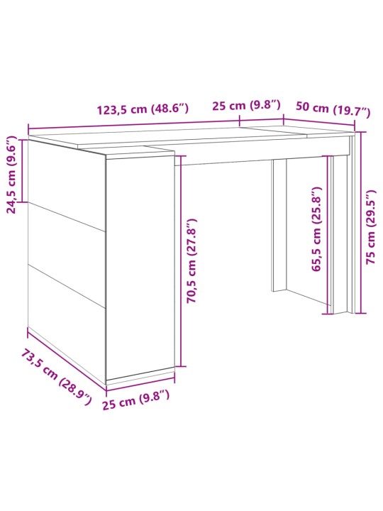 Rakstāmgalds, balts, 123,5x73,5x75 cm, inženierijas koks