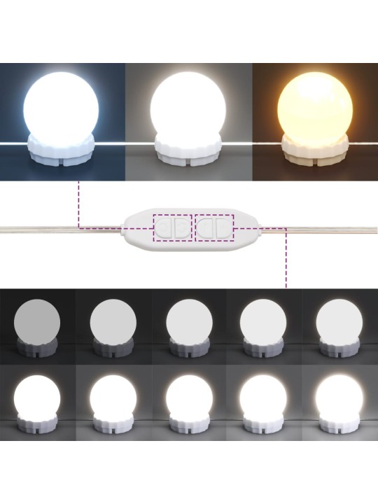 Spoguļgaldiņš ar led, 80x41x144,5 cm, balts