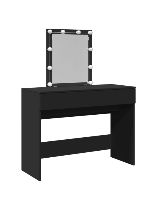 Spoguļgaldiņš ar led, 100x40x130 cm, melns