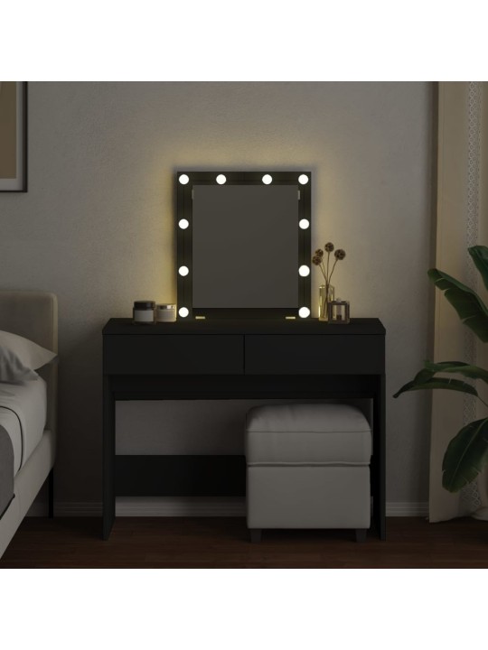 Spoguļgaldiņš ar led, 100x40x130 cm, melns