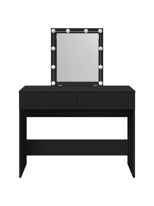 Spoguļgaldiņš ar led, 100x40x130 cm, melns