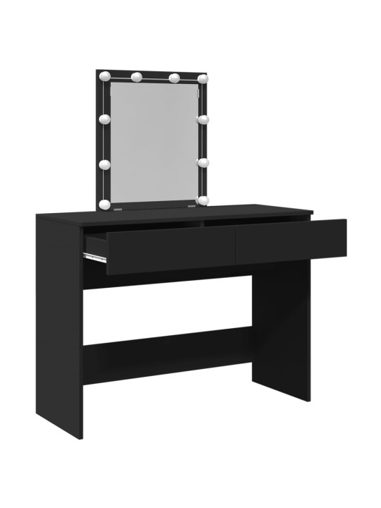 Spoguļgaldiņš ar led, 100x40x130 cm, melns