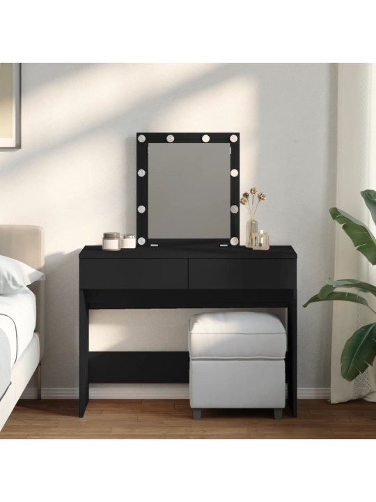 Spoguļgaldiņš ar led, 100x40x130 cm, melns