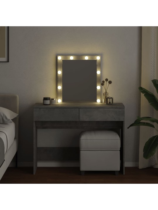 Spoguļgaldiņš ar led, betona pelēks, 100x40x130 cm