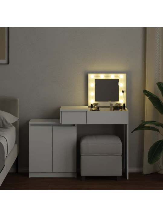 Spoguļgaldiņš ar led, 115x37x110,5 cm, balts