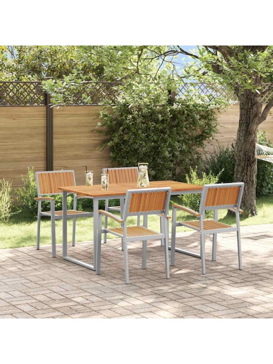 Dārza ēdamgalds 5 pcs pelēka un brūna 140 x 80 x 75 cm