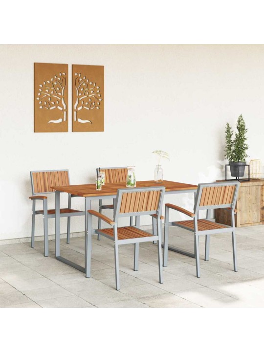 Dārza ēdamgalds 5 pcs pelēka un brūna 140 x 80 x 75 cm