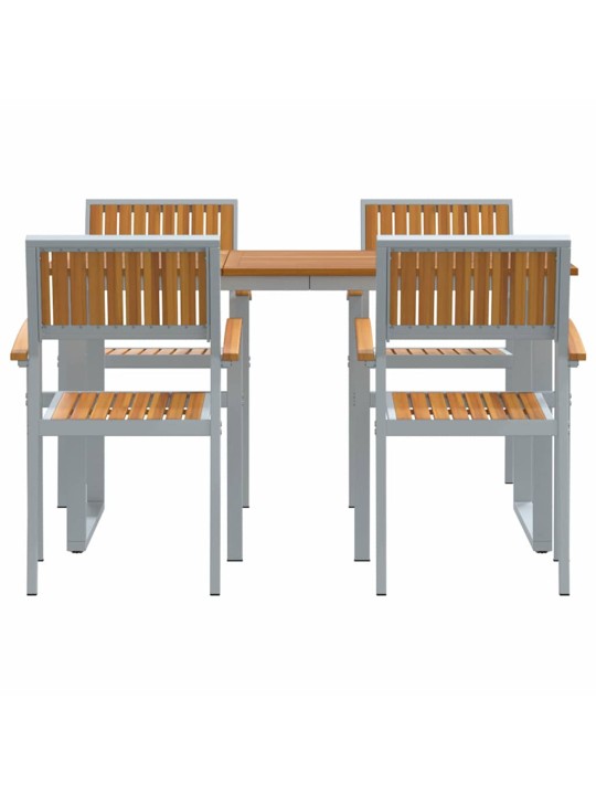 Dārza ēdamgalds 5 pcs pelēka un brūna 140 x 80 x 75 cm